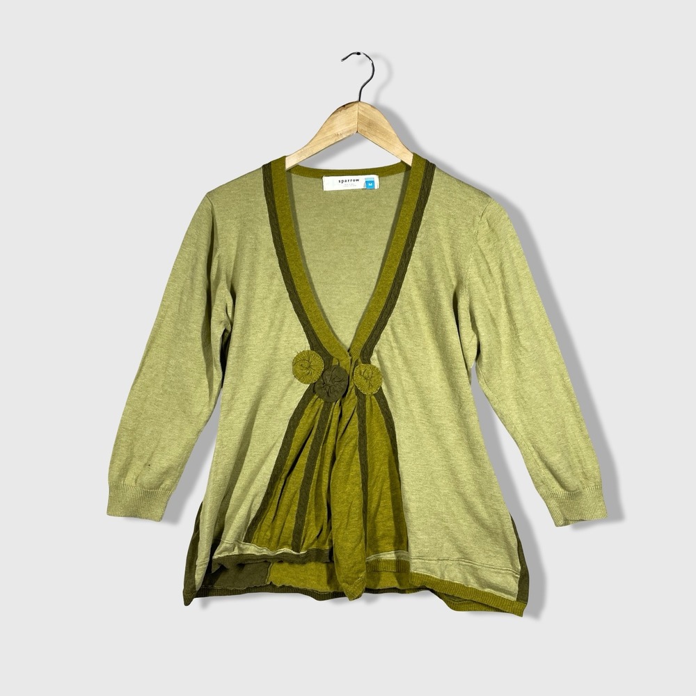 Sparrow Anthropologie Cardigan Sweater Womens M Green Boho Cottagecore Earthy